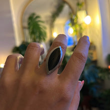 Load image into Gallery viewer, Ring • Eye Shape • 925 Sterling Silver with Black Obsidian