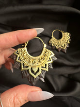 Load image into Gallery viewer, Handcrafted Earrings • Sculpted Wood Lotus
