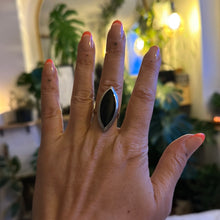 Load image into Gallery viewer, Ring • Eye Shape • 925 Sterling Silver with Black Obsidian