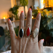 Load image into Gallery viewer, Ring • Eye Shape • 925 Sterling Silver with Black Obsidian