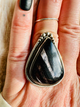 Load image into Gallery viewer, Handmade & Sterling Silver Rings Collection - Silver Sheen Black Obsidian