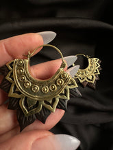 Load image into Gallery viewer, Handcrafted Earrings • Sculpted Wood Lotus