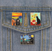 Load image into Gallery viewer, Pins / Badge - Famous Art Picture Frames with Cats