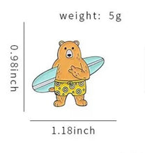 Load image into Gallery viewer, Pins / Badge - Surfing Bear & Crocodile