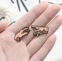 Load image into Gallery viewer, Pins / Badges - God & Adam’s Hands / The Creation of Adam by Michelangelo