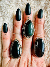 Load image into Gallery viewer, Handmade & Sterling Silver Rings Collection - Black Cat’s Eye Scapolite