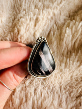 Load image into Gallery viewer, Handmade & Sterling Silver Rings Collection - Silver Sheen Black Obsidian