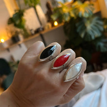 Load image into Gallery viewer, Ring • Eye Shape • 925 Sterling Silver with Black Obsidian