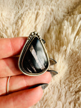 Load image into Gallery viewer, Handmade & Sterling Silver Rings Collection - Silver Sheen Black Obsidian