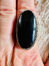 Load image into Gallery viewer, Handmade & Sterling Silver Rings Collection - Silver Sheen Black Obsidian