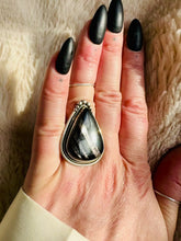 Load and play video in Gallery viewer, Handmade & Sterling Silver Rings Collection - Silver Sheen Black Obsidian