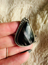 Load and play video in Gallery viewer, Handmade & Sterling Silver Rings Collection - Silver Sheen Black Obsidian