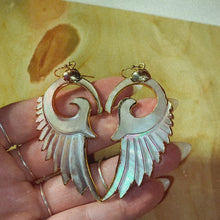Load and play video in Gallery viewer, Wings • Silver Mother of Pearl Earrings • Hand Carved