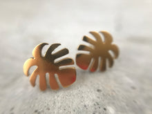 Load image into Gallery viewer, Stud Earrings • Minimal • Palm Leaf