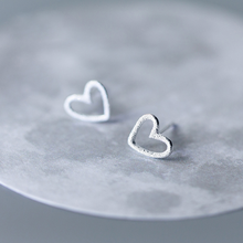 Load image into Gallery viewer, Stud Earrings • Sterling Silver • Hollow Heart