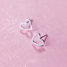 Load image into Gallery viewer, Stud Earrings • Sterling Silver • Hollow Heart