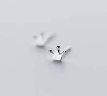 Load image into Gallery viewer, Stud Earrings • Sterling Silver • Tiny Crown
