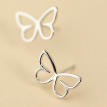 Load image into Gallery viewer, Stud Earrings • Sterling Silver • Hollow Butterfly