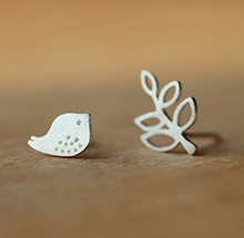 Load image into Gallery viewer, Stud Earrings • Sterling Silver • Bird & Twig