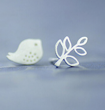 Load image into Gallery viewer, Stud Earrings • Sterling Silver • Bird & Twig