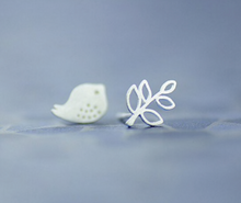 Load image into Gallery viewer, Stud Earrings • Sterling Silver • Bird & Twig