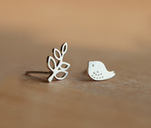 Load image into Gallery viewer, Stud Earrings • Sterling Silver • Bird & Twig