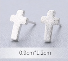Load image into Gallery viewer, Stud Earrings • Sterling Silver • Cross