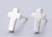 Load image into Gallery viewer, Stud Earrings • Sterling Silver • Cross