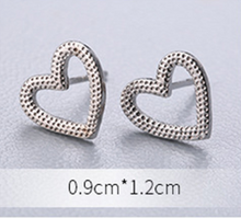 Load image into Gallery viewer, Stud Earrings • Sterling Silver • Hollow Heart