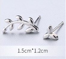 Load image into Gallery viewer, Stud Earrings • Sterling Silver • Asymmetric Twig
