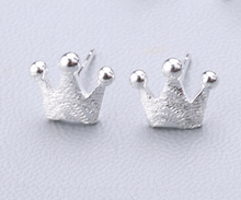 Load image into Gallery viewer, Stud Earrings • Sterling Silver • Tiny Crown
