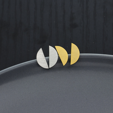 Load image into Gallery viewer, Stud Earrings • Minimal • Half Moon