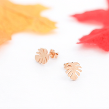 Load image into Gallery viewer, Stud Earrings • Minimal • Palm Leaf