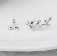 Load image into Gallery viewer, Stud Earrings • Sterling Silver • Asymmetric Twig