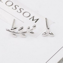 Load image into Gallery viewer, Stud Earrings • Sterling Silver • Asymmetric Twig