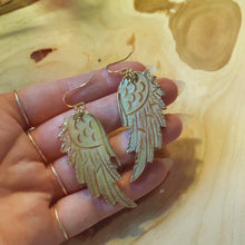 Load and play video in Gallery viewer, Angel Wings • Yellow Mother of Pearl Earrings • Hand Carved