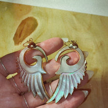 Load and play video in Gallery viewer, Wings • Silver Mother of Pearl Earrings • Hand Carved