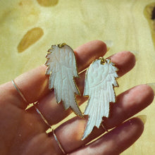 Load and play video in Gallery viewer, Angel Wings • White Mother of Pearl Earrings • Hand Carved