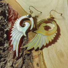 Load and play video in Gallery viewer, Wings • Yellow Mother of Pearl Earrings • Hand Carved