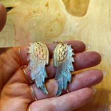 Load image into Gallery viewer, Angel Wings • Silver Mother of Pearl Earrings • Hand Carved