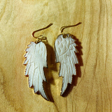 Load image into Gallery viewer, Angel Wings • White Mother of Pearl Earrings • Hand Carved