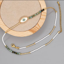 Load image into Gallery viewer, Real Turquoise & Third Eye - Miyuki Beads Necklace