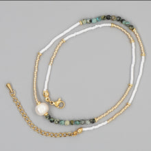 Load image into Gallery viewer, Real Turquoise & Pearl - Miyuki Beads Necklace