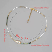 Load image into Gallery viewer, Real Turquoise & Third Eye - Miyuki Beads Necklace