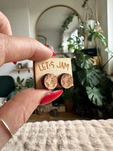 Load image into Gallery viewer, Wooden Stud Earrings - The World
