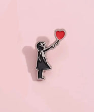 Load image into Gallery viewer, Pins / Badge - Banksy’s Girl with Heart Balloon
