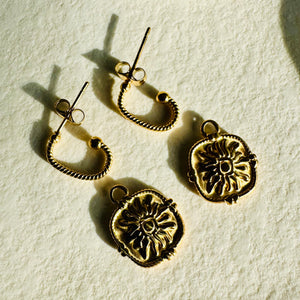 Moon & Sun Reversible • 18k Gold Plated / Stainless Steel Earrings