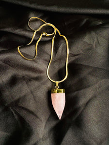 Rose Quartz Crystal Tower • Pendant Necklaces