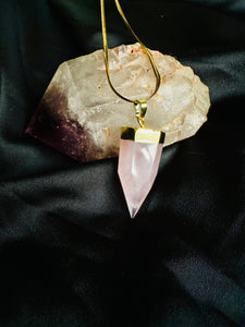 Rose Quartz Crystal Tower • Pendant Necklaces