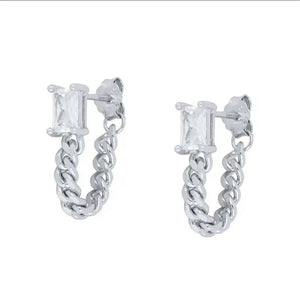 925 Sterling Silver Earrings • Chunky Chain Stud